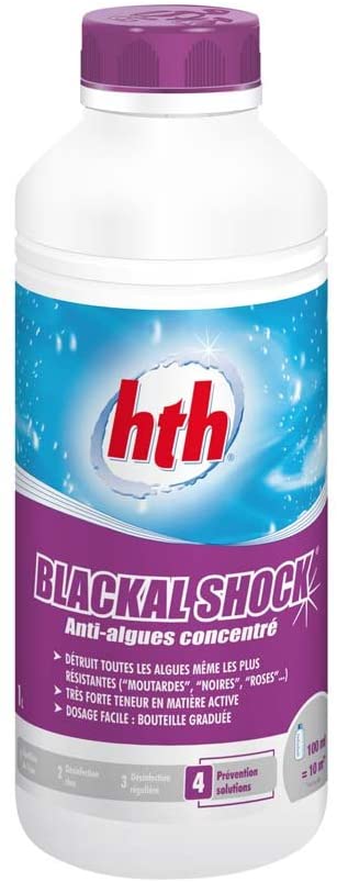 Blackal Shock 1L, un anti-algue concentré pour piscine par HTH spécialiste nettoyage de l'eau de nage.