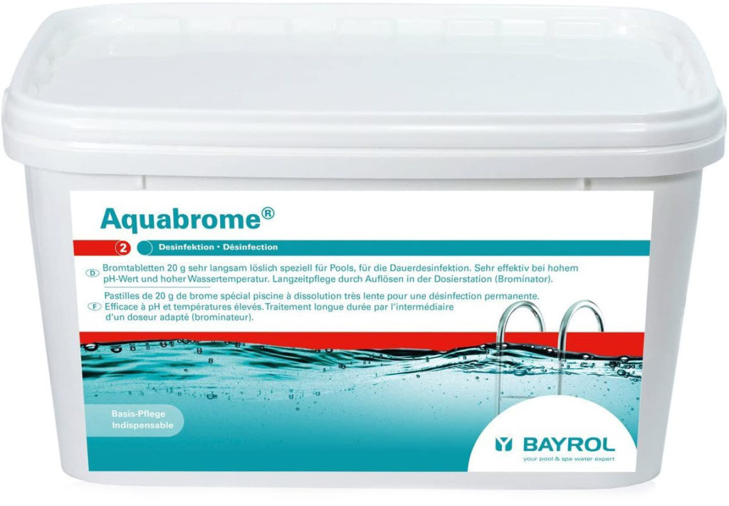 Brome Lent en pastille Aquabrome format 5kg Bayrol spécialiste produit nettoyage eau piscine guide achat pas cher