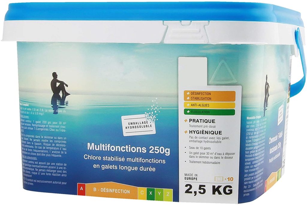 Chlore multifonction longue durée Edenea en 2,5 kg guide achat nettoyage de l'eau d'un bassin de natation