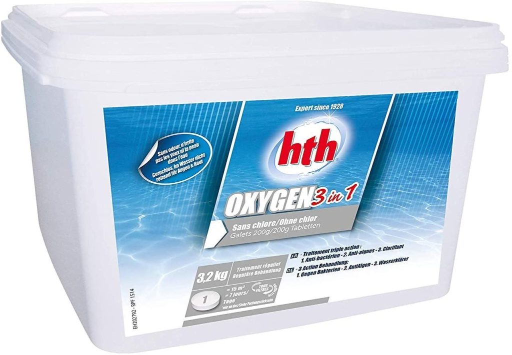 Oxygène Activ' 3 en 1 de HTH format 3,2 kg comment traiter son eau de piscine pour être en sécurité