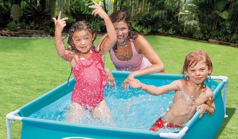 Piscinette tubulaire Intex 57173np carrée couleur bleue - Présentation produit