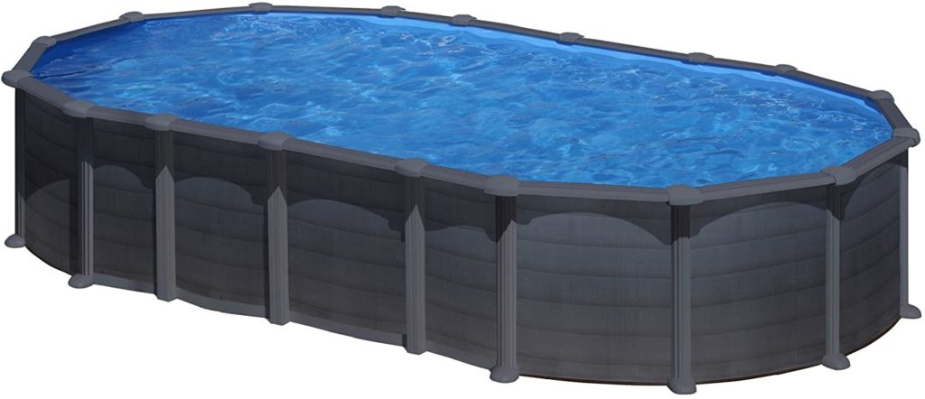 Piscine Gre modèle Capri ovale matériel résistant en acier pour nager 6,1 x 3,75 x 1,32 m Aspet graphite