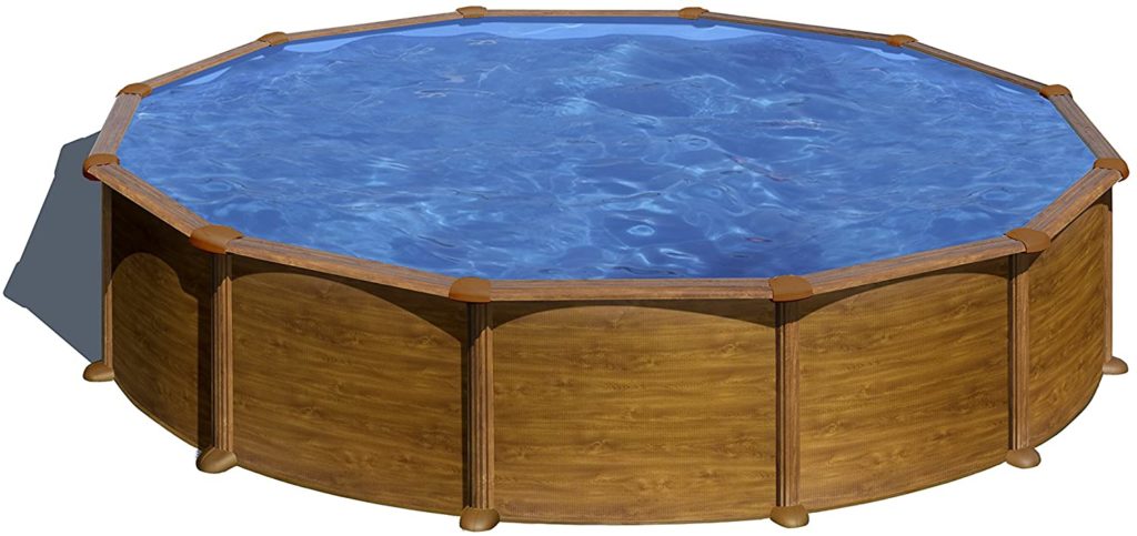 Piscine de jardin de matière acier Gre, forme arrondie  imitation bois 5,5 x 1,32 m