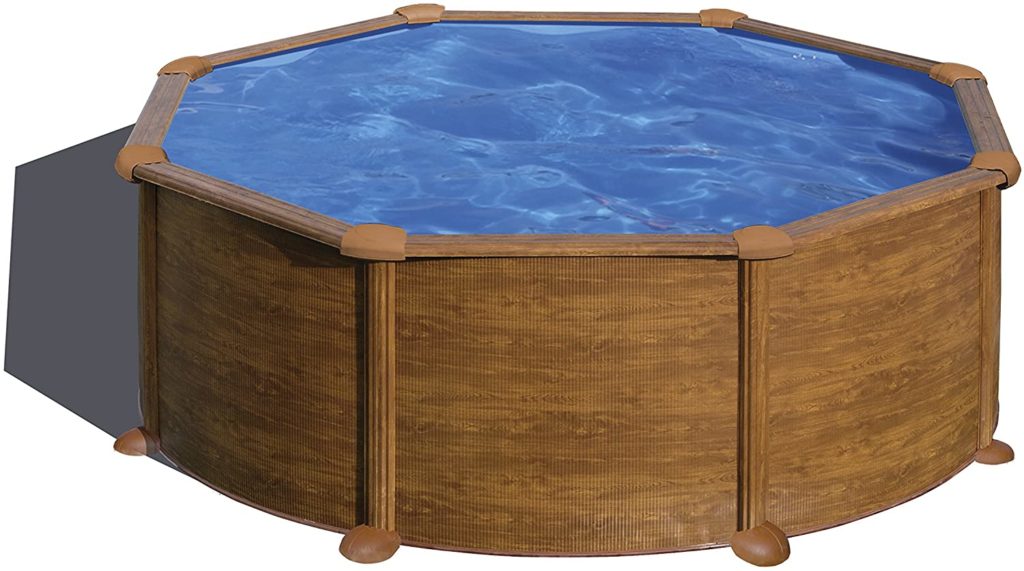 Piscine matériel acier, farbicant Gre ronde avec un style imitation bois 350 x 132 cm