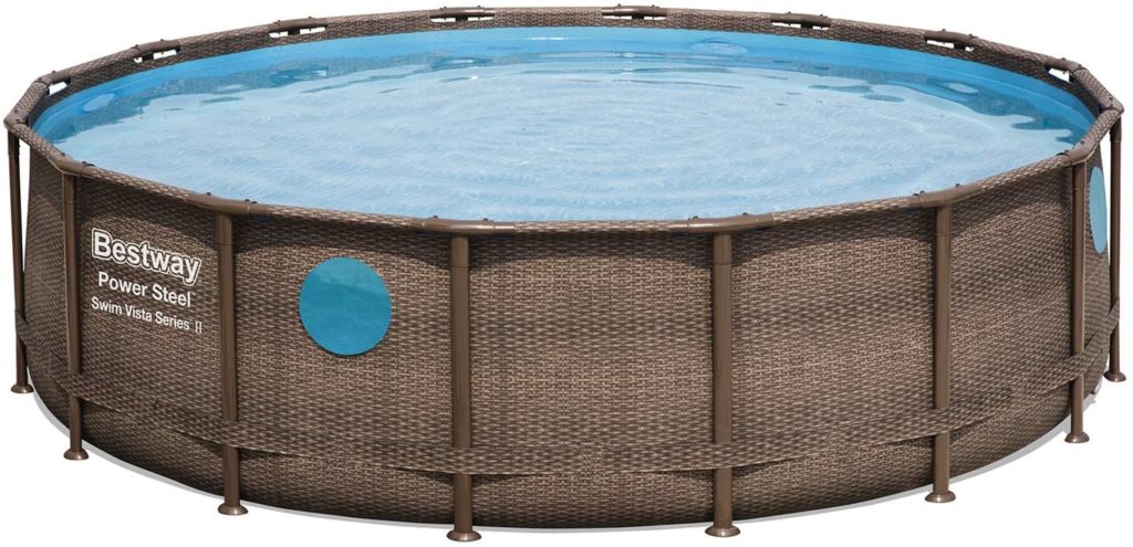 Piscine tubulaire Power Steel Swim Vista Series II motif rotin pour s'équiper 4,88 x 1,22 m