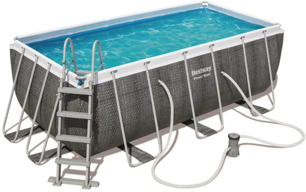 Power Steel Bestway rectangle couleur carbone 412 x 201 x 122 cm - Piscine Bestway avec filration