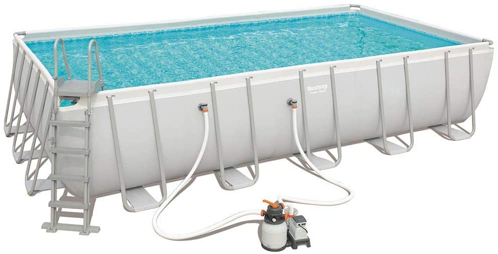 Bassin de natation Power Steel par Bestway de forme rectangle 6,71 x 3,66 x 1,32 m 56471 - Kit avec filtration à sable 