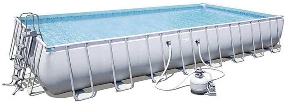 Piscine tubulaire de tres grande taille, Power Steel modèle rectangulaire 9,56 x 4,48 x 1,32 m - Bestway 56936