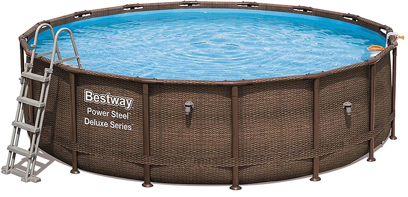 Piscine hors-sol 488 Power Steel effet rotin de Bestway